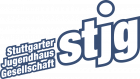 Das stjg-Logo mit weißer Schrift und schwarzer Umrandung